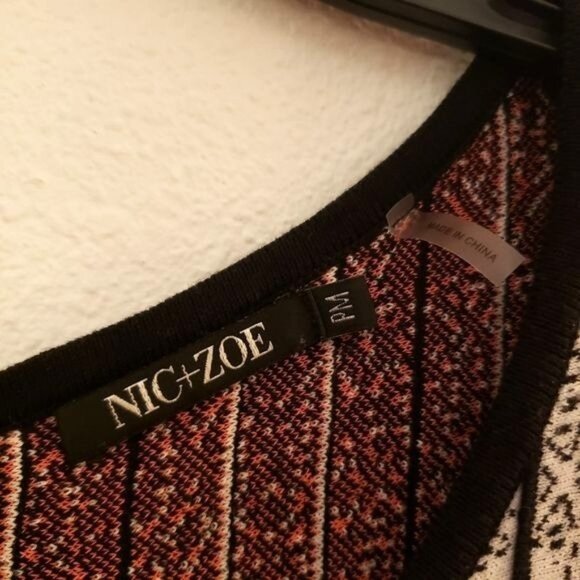 Nik + Zoe Geometric Print Sleeveless Cotton blend Knit Dress Size PM EUC - Picture 5 of 6